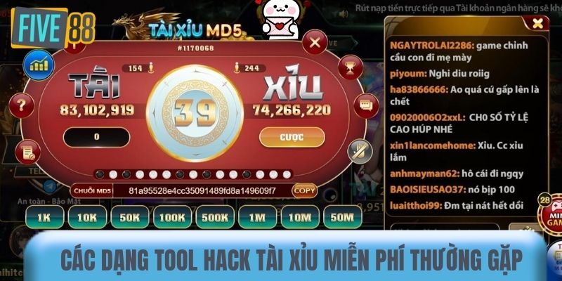 Các dạng tool hack tài xỉu miễn phí thường gặp 